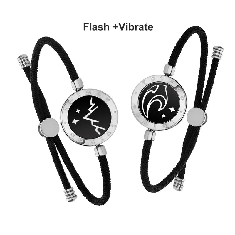 Long Distance Touch Bracelets for Couples ,Light up&Vibration Relationship Gifts for Lovers Smart Jewelry Love Bracelets