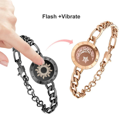 Long Distance Touch Bracelets for Couples ,Light up&Vibration Relationship Gifts for Lovers Smart Jewelry Love Bracelets