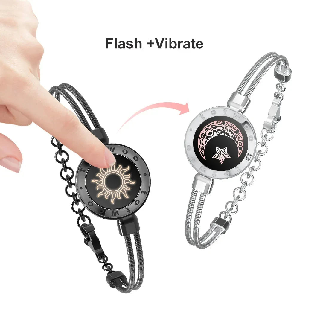 Long Distance Touch Bracelets for Couples ,Light up&Vibration Relationship Gifts for Lovers Smart Jewelry Love Bracelets