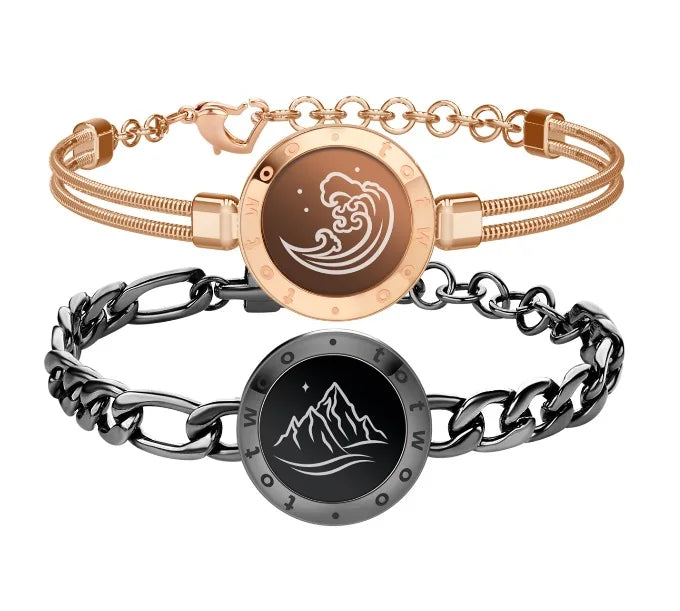 Long Distance Touch Bracelets for Couples ,Light up&Vibration Relationship Gifts for Lovers Smart Jewelry Love Bracelets