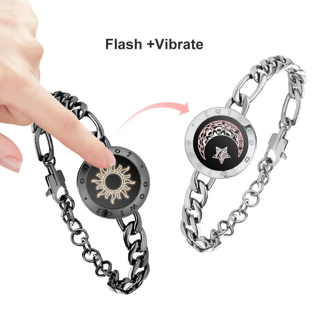 Long Distance Touch Bracelets for Couples ,Light up&Vibration Relationship Gifts for Lovers Smart Jewelry Love Bracelets