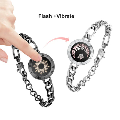 Long Distance Touch Bracelets for Couples ,Light up&Vibration Relationship Gifts for Lovers Smart Jewelry Love Bracelets
